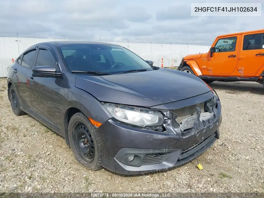 HONDA CIVIC 2018, VIN 2HGFC1F41JH102634