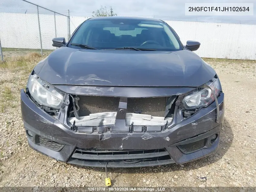 2018 HONDA CIVIC VIN 2HGFC1F41JH102634 — фото 12