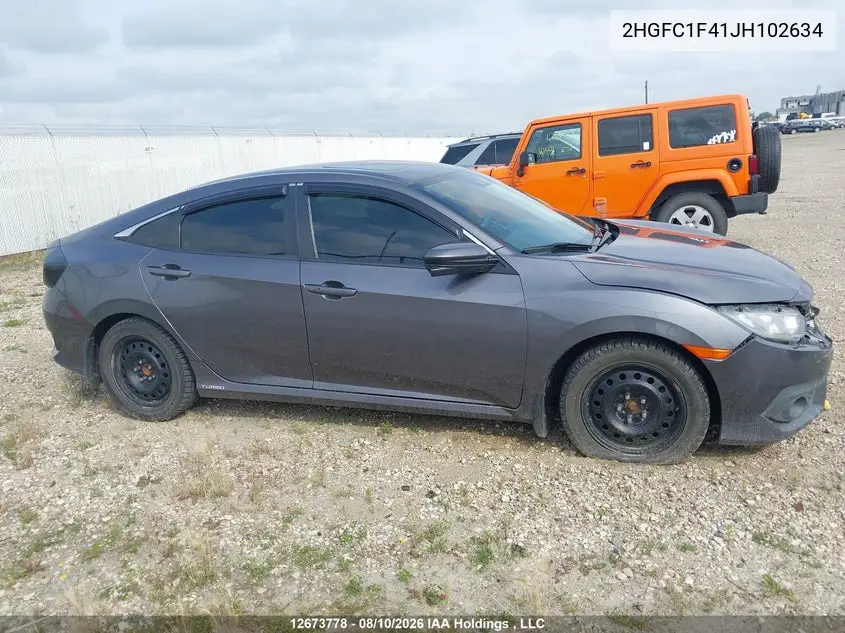 2018 HONDA CIVIC VIN 2HGFC1F41JH102634 — фото 13
