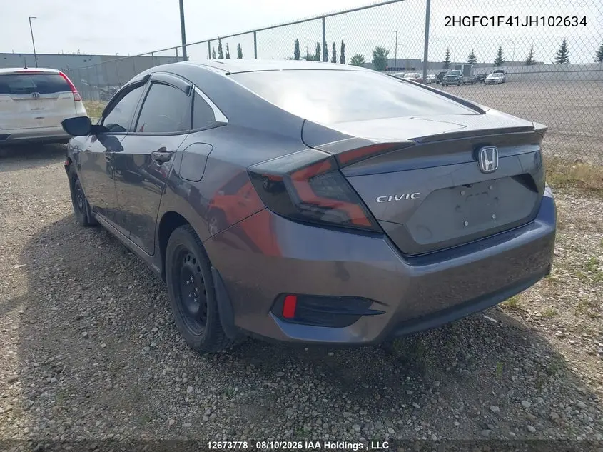 2018 HONDA CIVIC VIN 2HGFC1F41JH102634 — фото 3