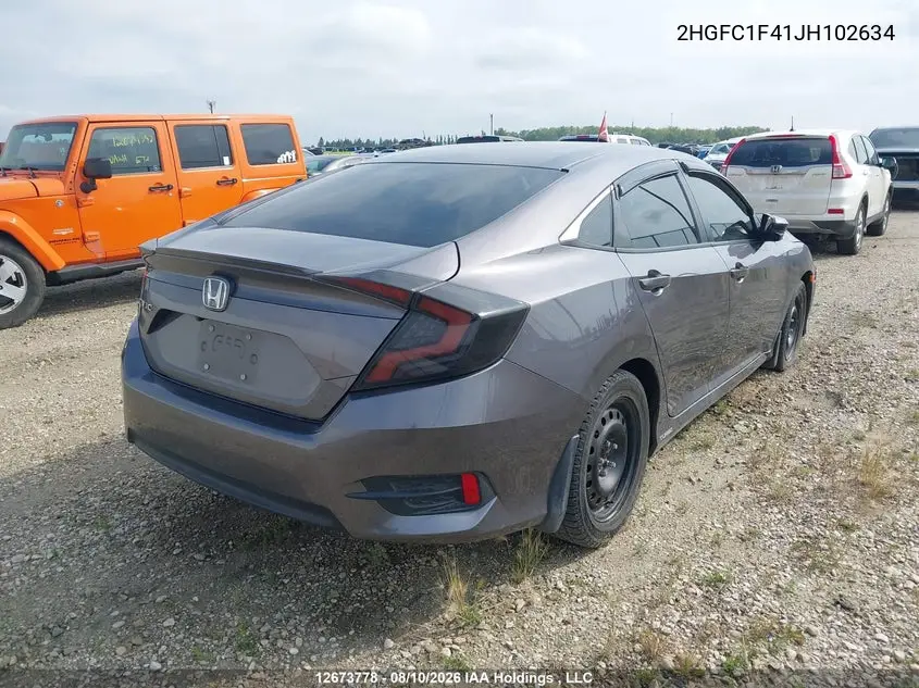 2018 HONDA CIVIC VIN 2HGFC1F41JH102634 — фото 4