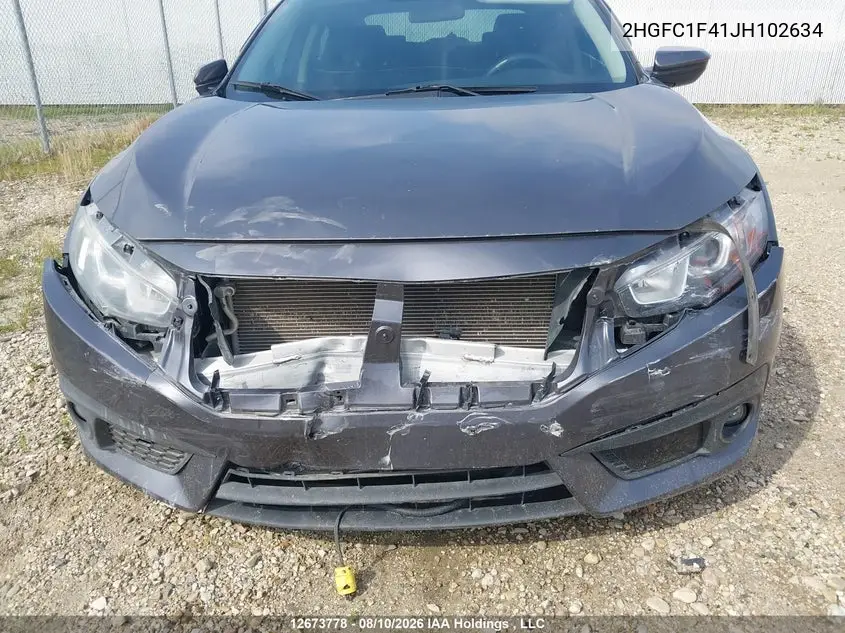 2018 HONDA CIVIC VIN 2HGFC1F41JH102634 — фото 6