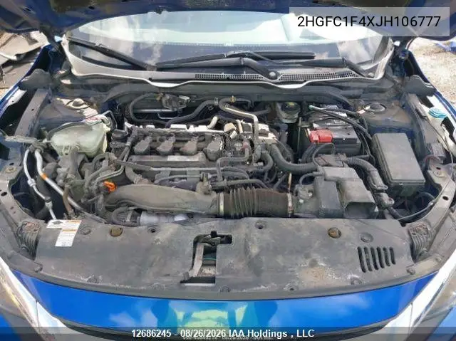 2018 HONDA CIVIC VIN 2HGFC1F4XJH106777 — фото 11