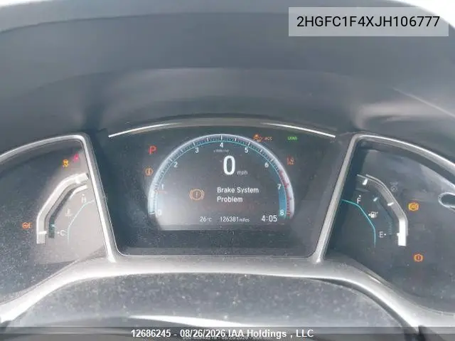 2018 HONDA CIVIC VIN 2HGFC1F4XJH106777 — фото 8