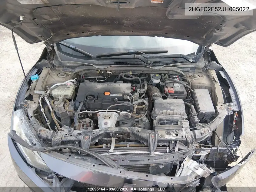 2018 HONDA CIVIC VIN 2HGFC2F52JH005022 — фото 10