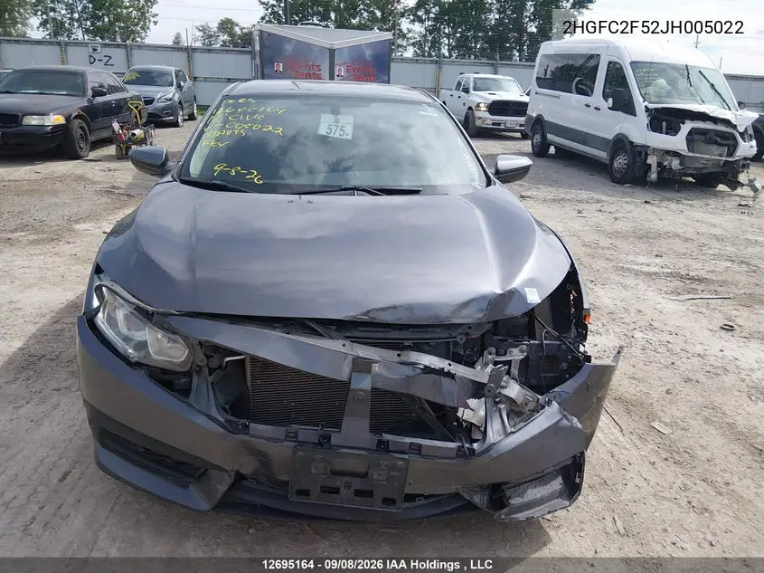 2018 HONDA CIVIC VIN 2HGFC2F52JH005022 — фото 13