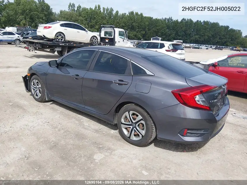 2018 HONDA CIVIC VIN 2HGFC2F52JH005022 — фото 3