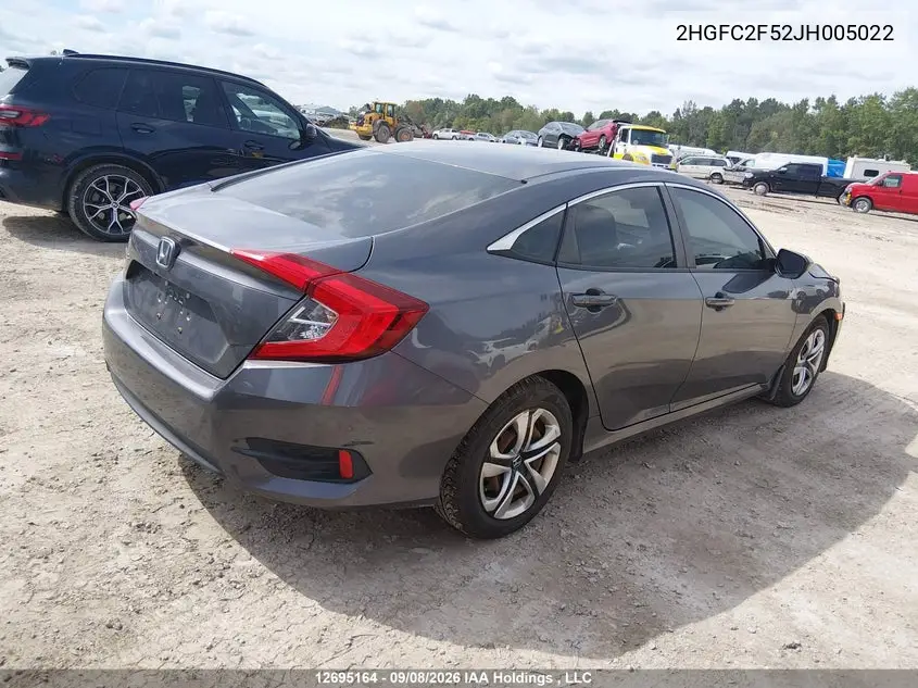 2018 HONDA CIVIC VIN 2HGFC2F52JH005022 — фото 4