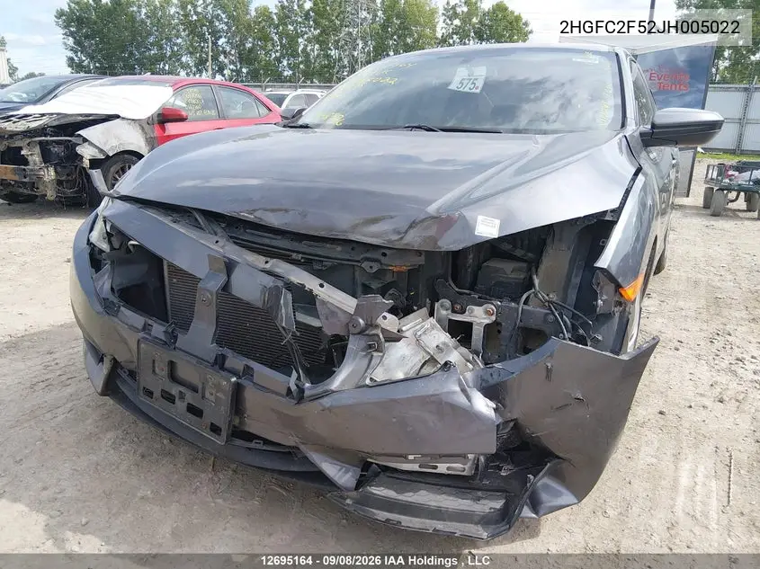 2018 HONDA CIVIC VIN 2HGFC2F52JH005022 — фото 6