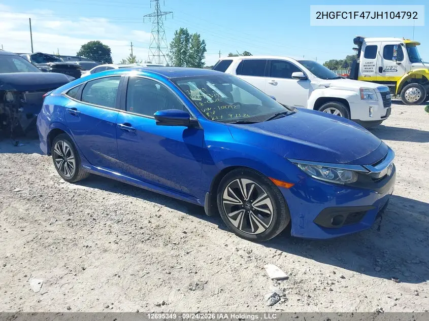 HONDA CIVIC 2018, VIN 2HGFC1F47JH104792