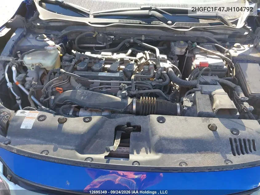 2018 HONDA CIVIC VIN 2HGFC1F47JH104792 — фото 10