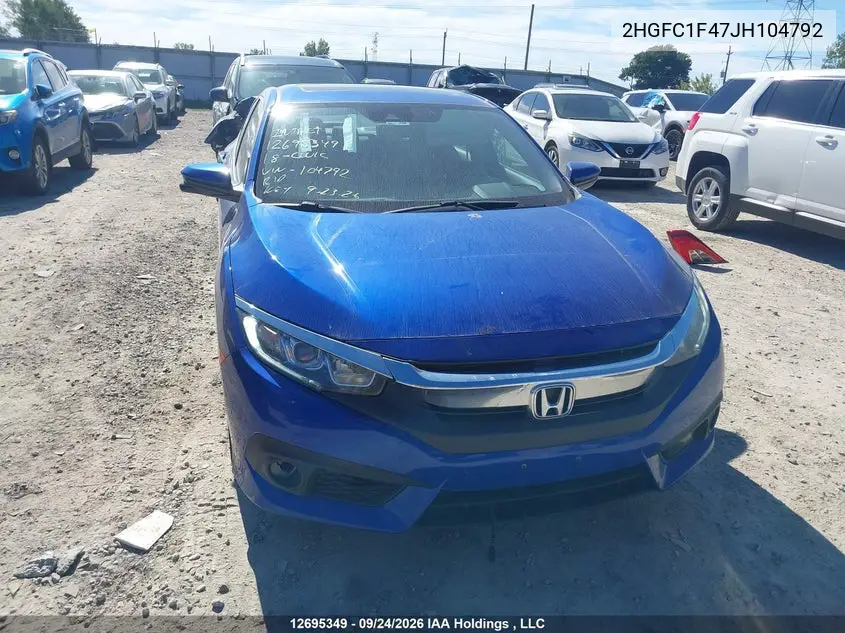 2018 HONDA CIVIC VIN 2HGFC1F47JH104792 — фото 13