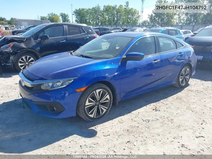 2018 HONDA CIVIC VIN 2HGFC1F47JH104792 — фото 2