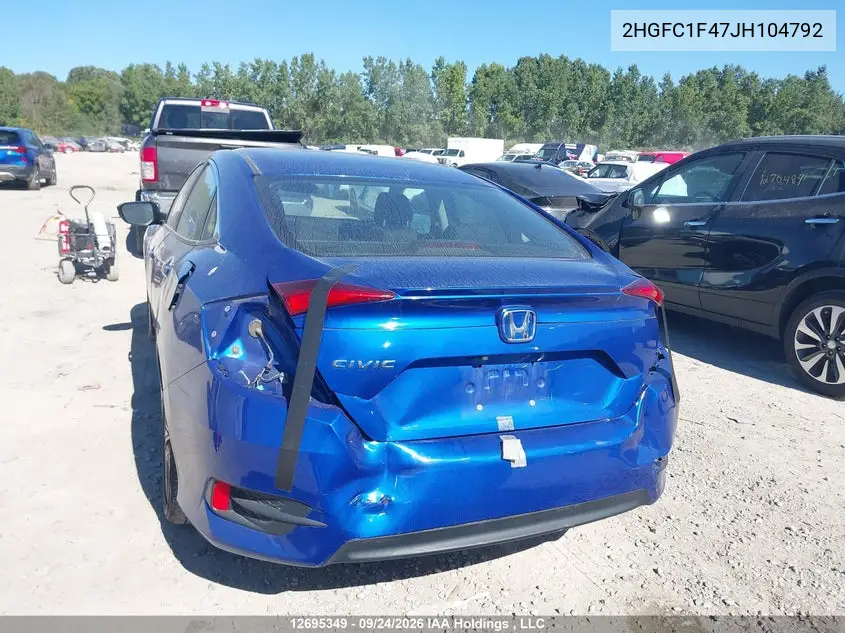 2018 HONDA CIVIC VIN 2HGFC1F47JH104792 — фото 6