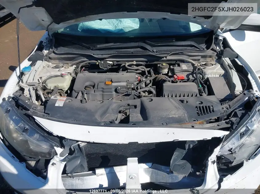 2018 HONDA CIVIC VIN 2HGFC2F5XJH026023 — фото 10