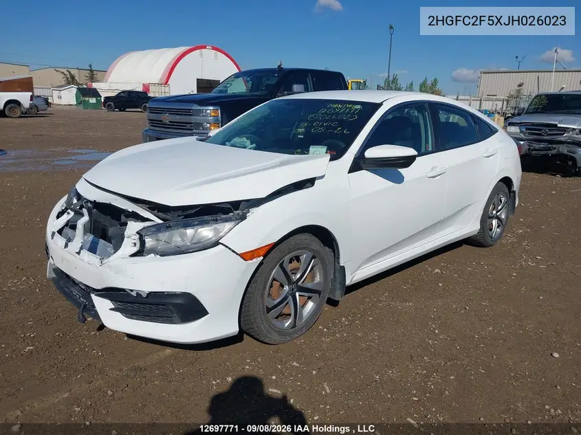 2018 HONDA CIVIC VIN 2HGFC2F5XJH026023 — фото 2