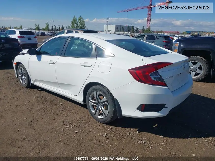 2018 HONDA CIVIC VIN 2HGFC2F5XJH026023 — фото 3