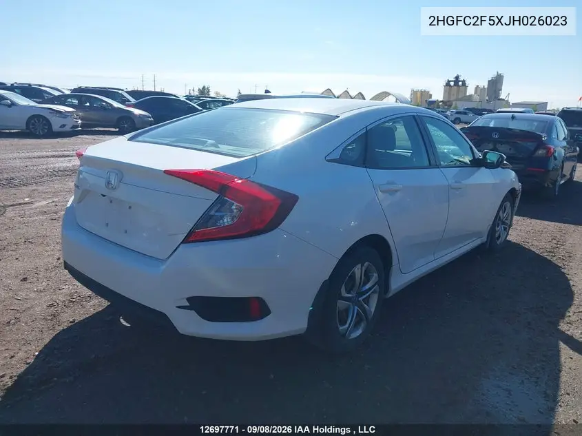 2018 HONDA CIVIC VIN 2HGFC2F5XJH026023 — фото 4