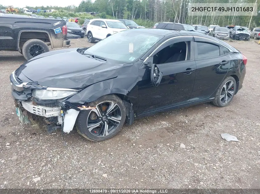 2018 HONDA CIVIC VIN 2HGFC1F49JH101683 — фото 2