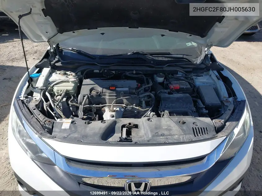 2018 HONDA CIVIC VIN 2HGFC2F80JH005630 — фото 10