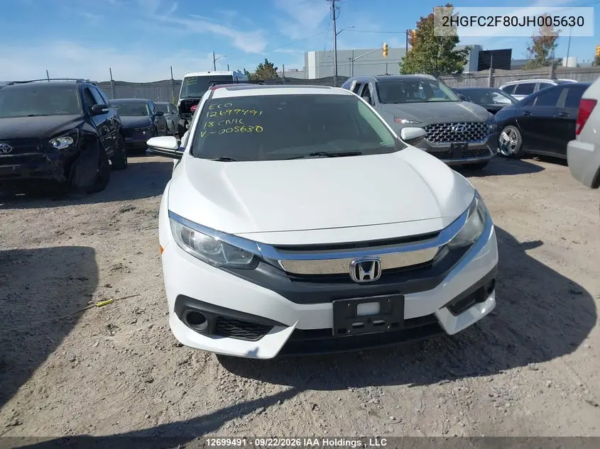 2018 HONDA CIVIC VIN 2HGFC2F80JH005630 — фото 12