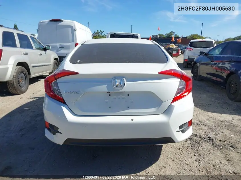 2018 HONDA CIVIC VIN 2HGFC2F80JH005630 — фото 16