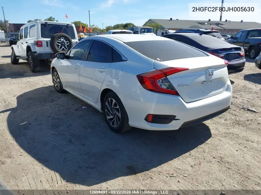 2018 HONDA CIVIC VIN 2HGFC2F80JH005630 — фото 3