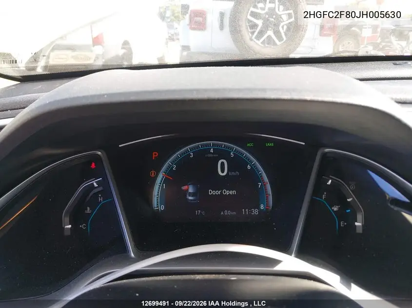 2018 HONDA CIVIC VIN 2HGFC2F80JH005630 — фото 7
