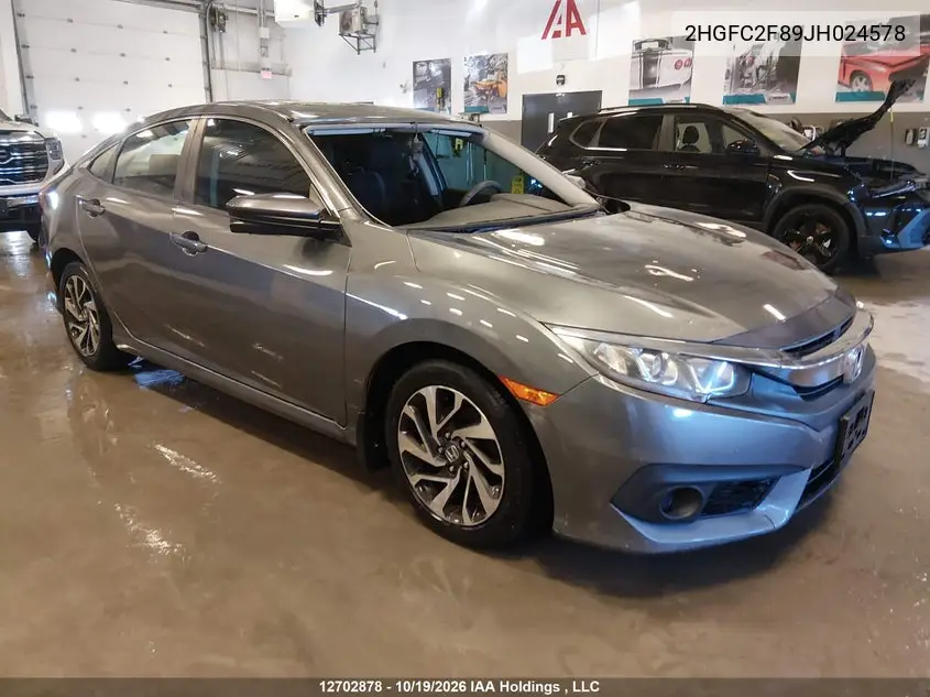 HONDA CIVIC 2018, VIN 2HGFC2F89JH024578