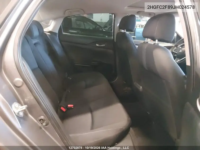 2018 HONDA CIVIC VIN 2HGFC2F89JH024578 — фото 8