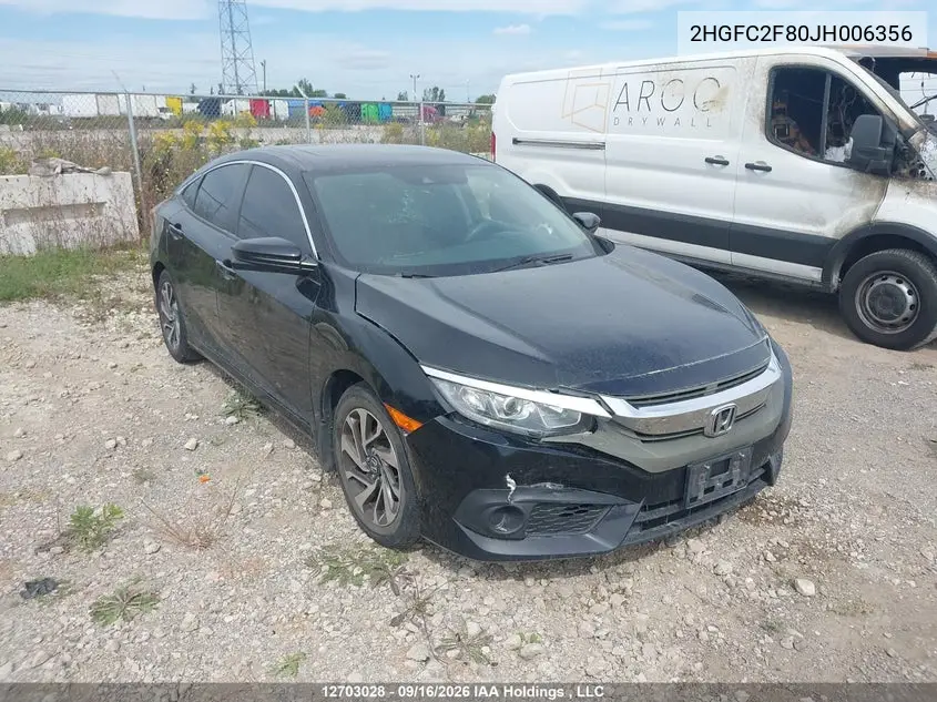 HONDA CIVIC 2018, VIN 2HGFC2F80JH006356