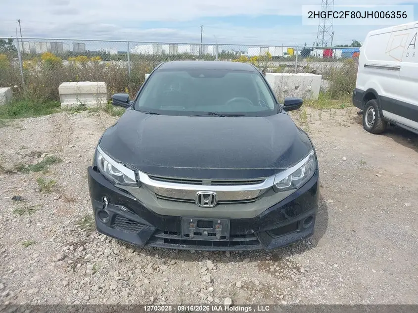 2018 HONDA CIVIC VIN 2HGFC2F80JH006356 — фото 13