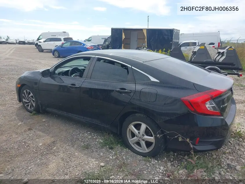 2018 HONDA CIVIC VIN 2HGFC2F80JH006356 — фото 15