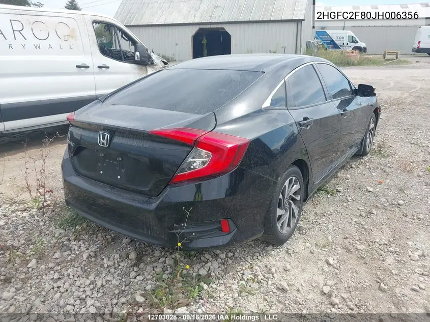 2018 HONDA CIVIC VIN 2HGFC2F80JH006356 — фото 4