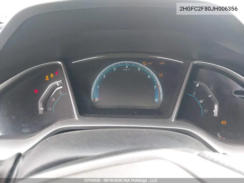 2018 HONDA CIVIC VIN 2HGFC2F80JH006356 — фото 7