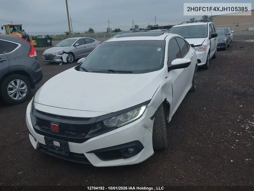 2018 HONDA CIVIC VIN 2HGFC1F4XJH105385 — фото 2