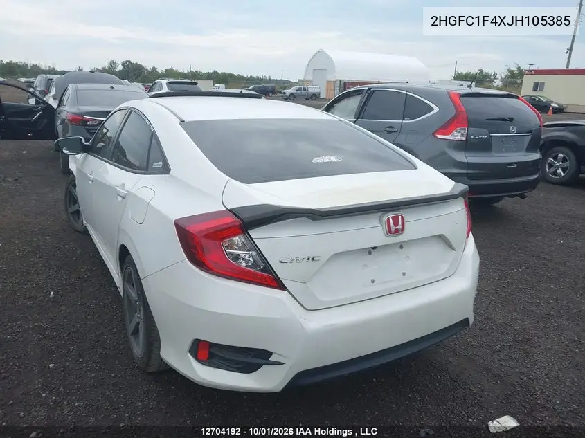 2018 HONDA CIVIC VIN 2HGFC1F4XJH105385 — фото 3