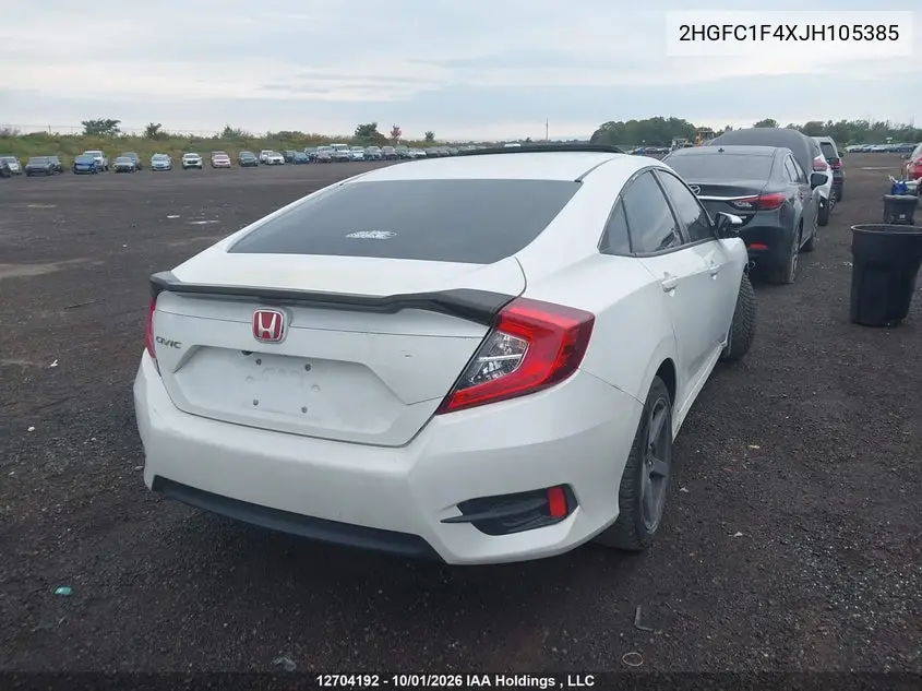 2018 HONDA CIVIC VIN 2HGFC1F4XJH105385 — фото 4