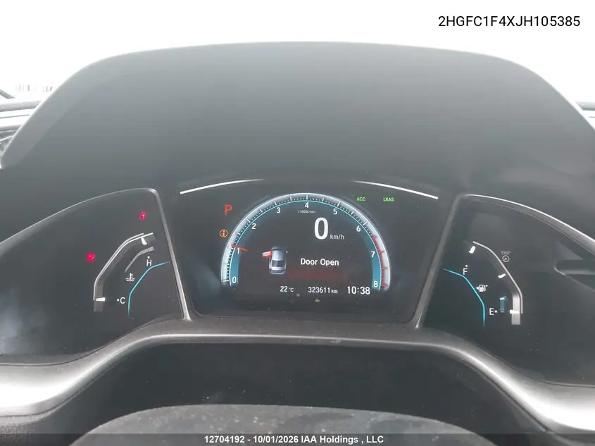 2018 HONDA CIVIC VIN 2HGFC1F4XJH105385 — фото 7