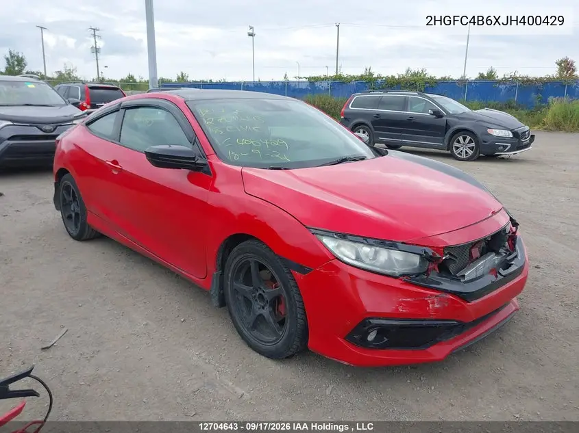 HONDA CIVIC 2018, VIN 2HGFC4B6XJH400429