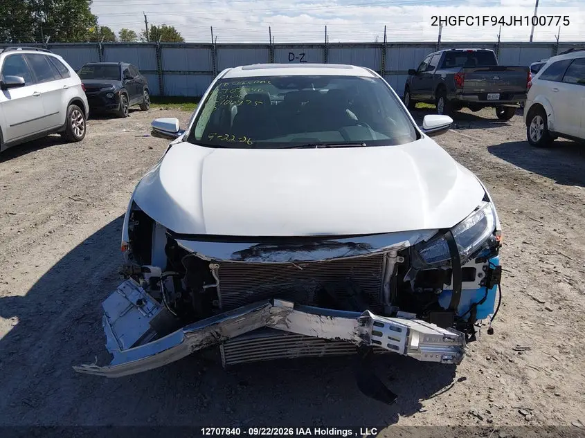 2018 HONDA CIVIC VIN 2HGFC1F94JH100775 — фото 12