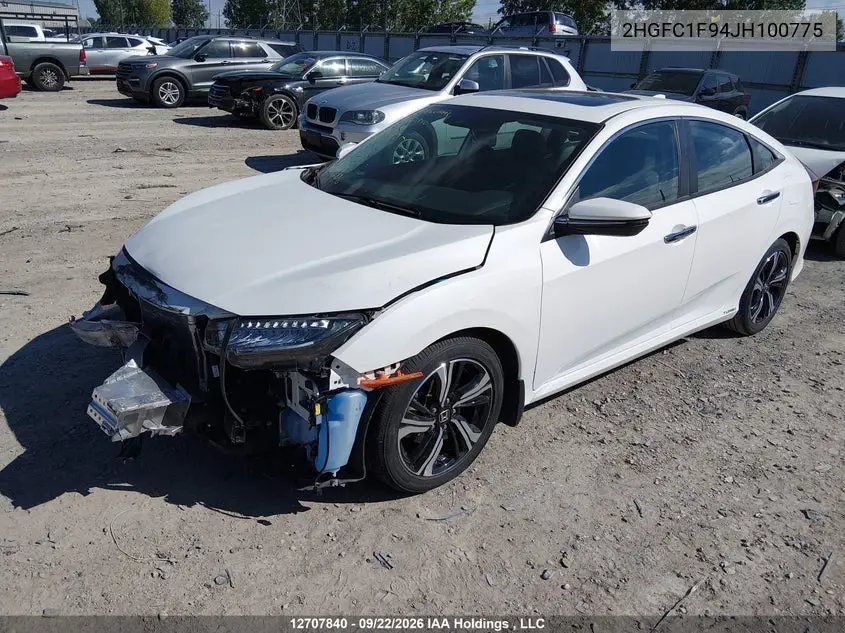 2018 HONDA CIVIC VIN 2HGFC1F94JH100775 — фото 2