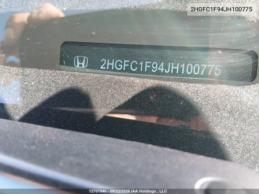2018 HONDA CIVIC VIN 2HGFC1F94JH100775 — фото 20