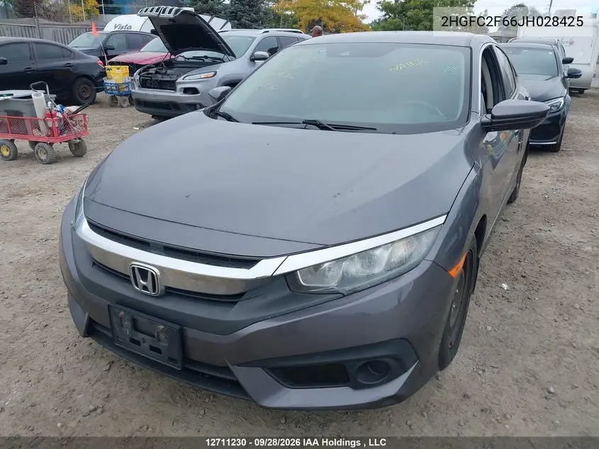 2018 HONDA CIVIC VIN 2HGFC2F66JH028425 — фото 2