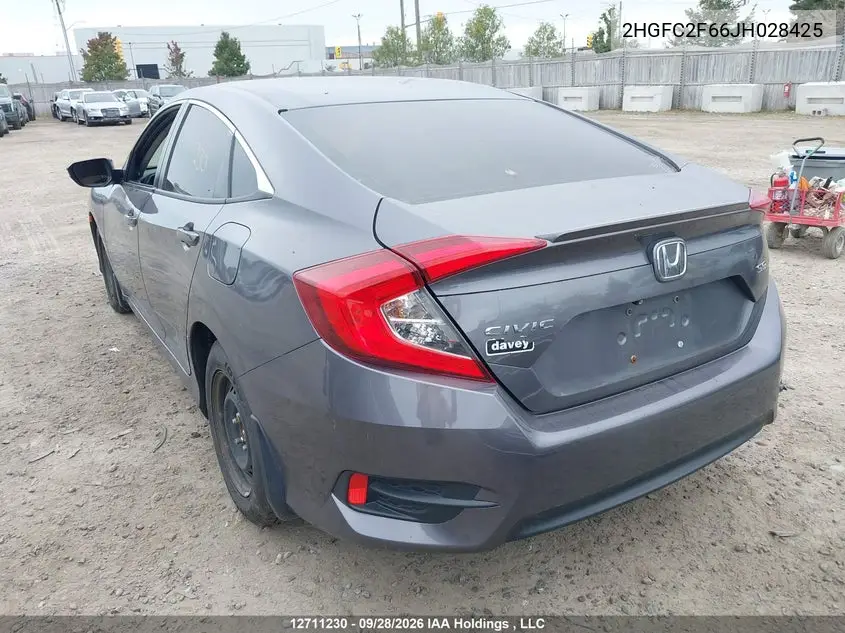 2018 HONDA CIVIC VIN 2HGFC2F66JH028425 — фото 3