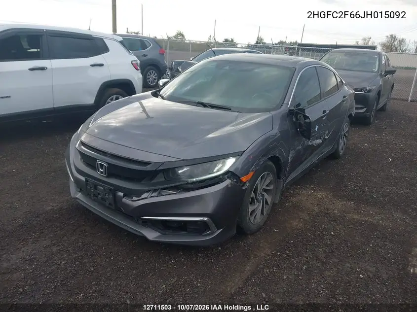 2018 HONDA CIVIC VIN 2HGFC2F66JH015092 — фото 2