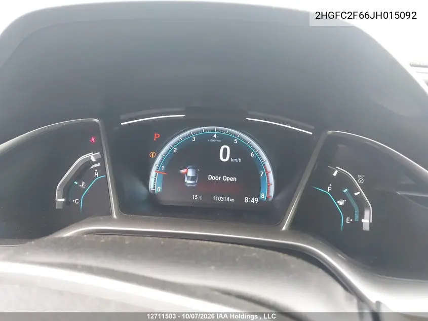 2018 HONDA CIVIC VIN 2HGFC2F66JH015092 — фото 7