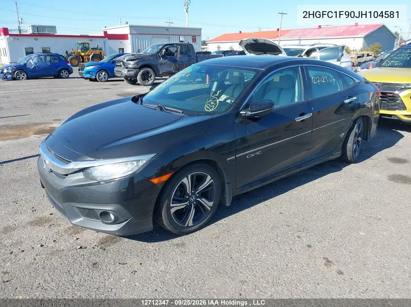 2018 HONDA CIVIC VIN 2HGFC1F90JH104581 — фото 2