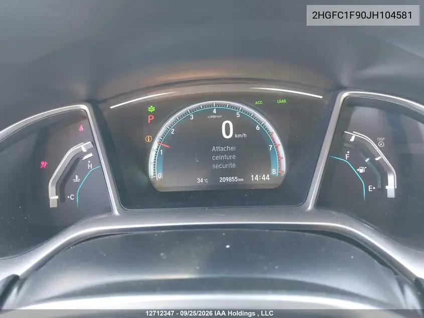 2018 HONDA CIVIC VIN 2HGFC1F90JH104581 — фото 7