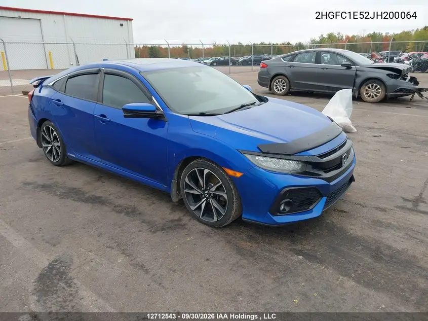 HONDA CIVIC 2018, VIN 2HGFC1E52JH200064